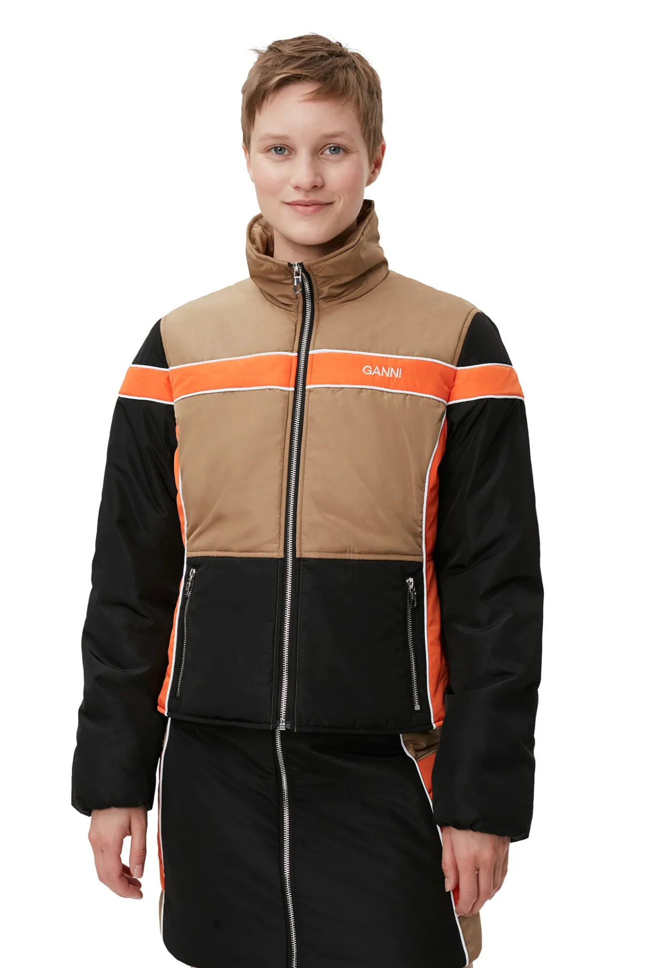 Hot GANNI Leichte, Wattierte Jacke Mit Colourblock Block Colour