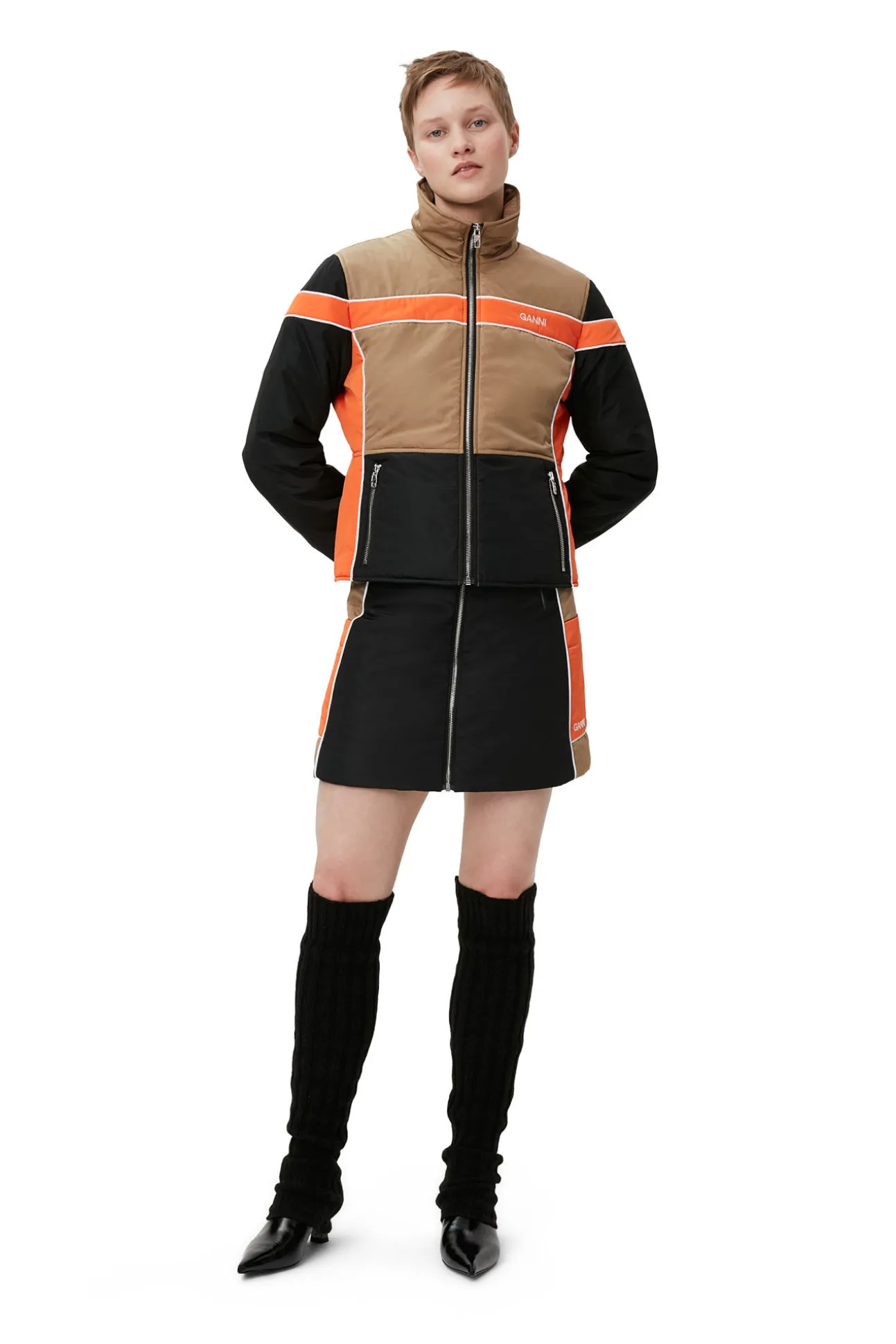 Hot GANNI Leichte, Wattierte Jacke Mit Colourblock Block Colour