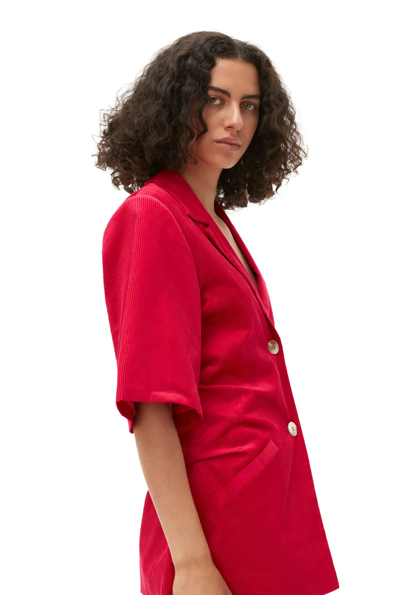 Store GANNI Leichter Glanzender Corduroy-Blazer Love Potion