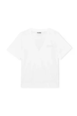Best GANNI Leichtes Software T-Shirt Mit V-Ausschnitt White