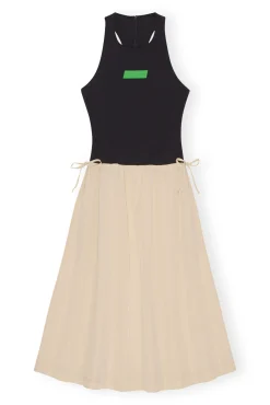 New GANNI Leichtes Tech-Kleid Mit Kordelzug Biscotti
