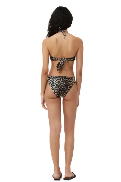 Flash Sale GANNI Leoparden-Bandeau-Bikinioberteil Aus Recyceltem Material Almond Milk