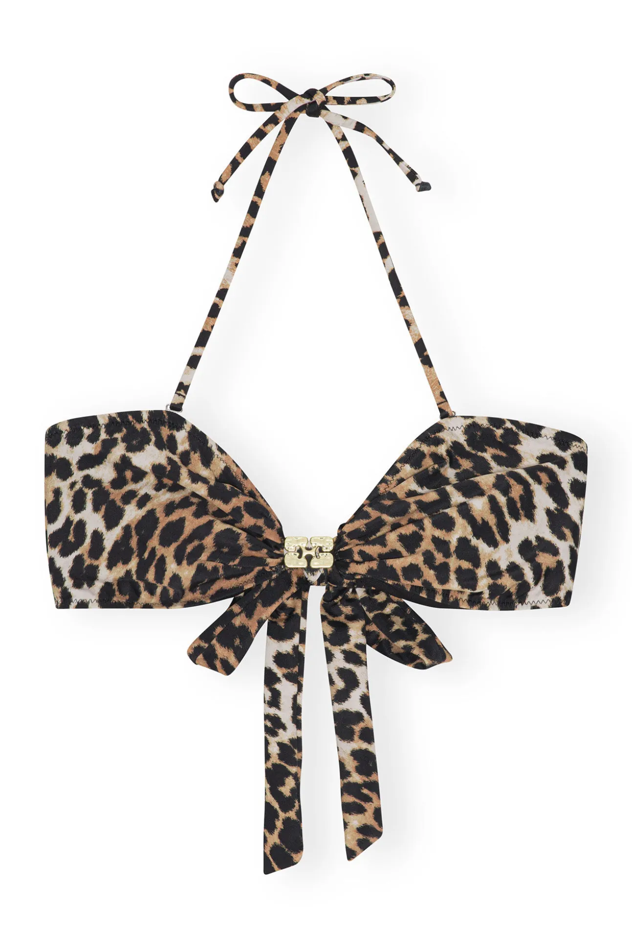 Flash Sale GANNI Leoparden-Bandeau-Bikinioberteil Aus Recyceltem Material Almond Milk
