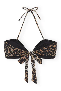 Flash Sale GANNI Leoparden-Bandeau-Bikinioberteil Aus Recyceltem Material Almond Milk