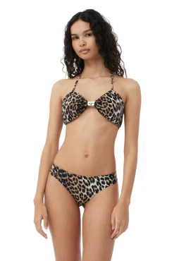 Cheap GANNI Leoparden-Bikinihose Aus Recyceltem Material Almond Milk