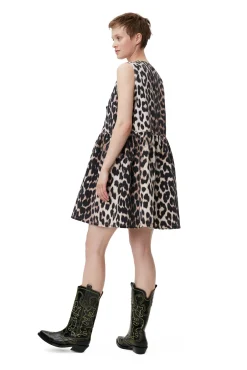 Store GANNI Leopardenminikleid Mit Band Big Leopard Almond Milk