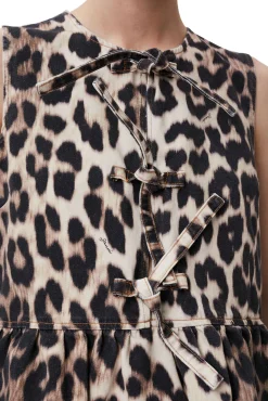 Store GANNI Leopardenminikleid Mit Band Big Leopard Almond Milk