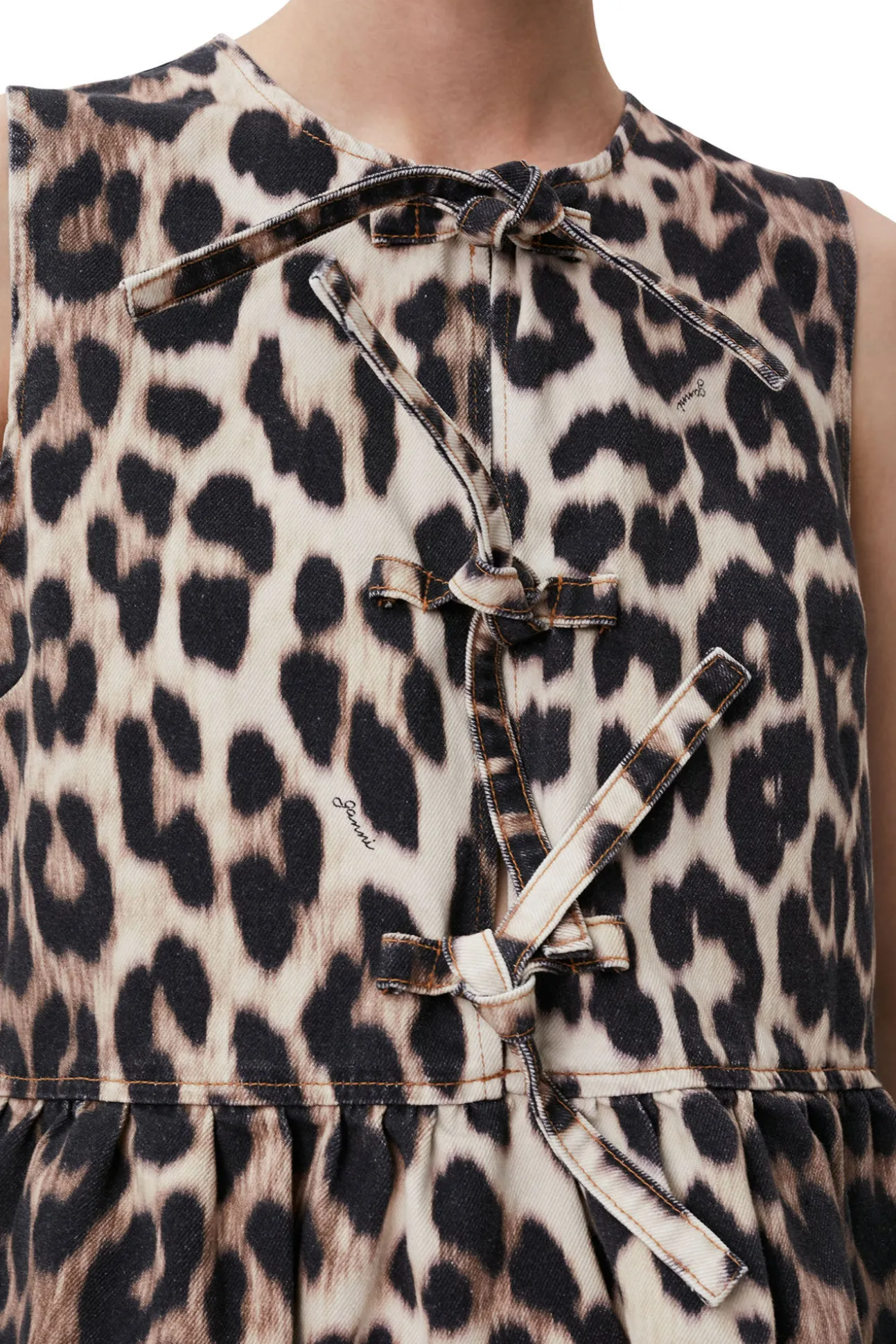 Store GANNI Leopardenminikleid Mit Band Big Leopard Almond Milk