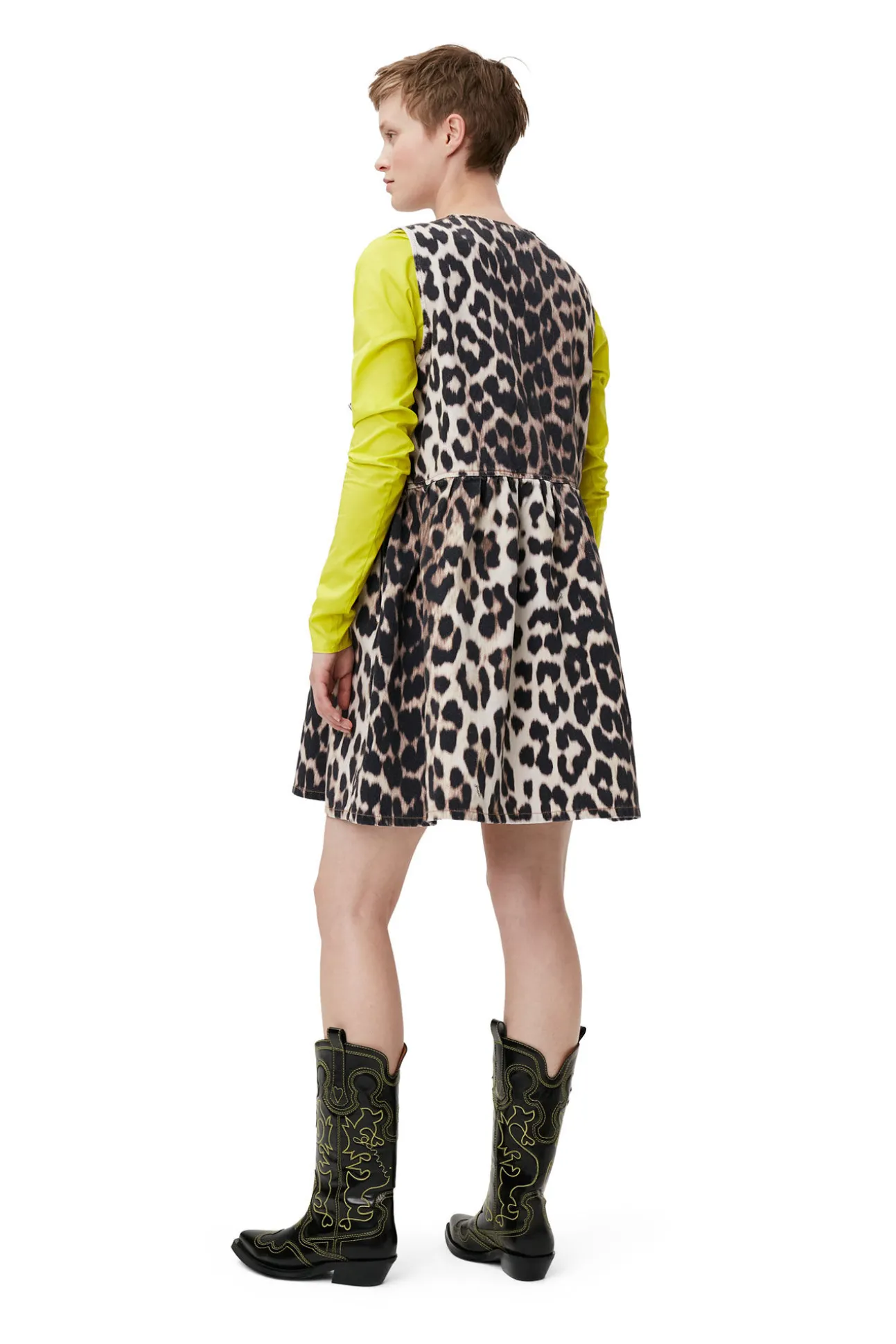 Store GANNI Leopardenminikleid Mit Band Big Leopard Almond Milk
