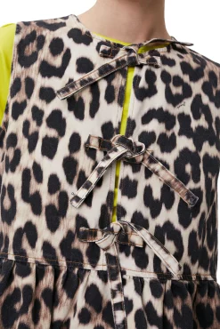 Store GANNI Leopardenminikleid Mit Band Big Leopard Almond Milk