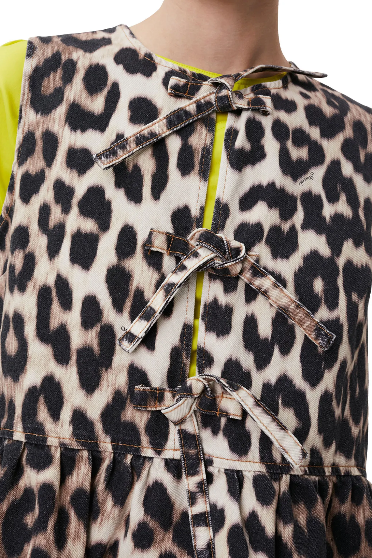 Store GANNI Leopardenminikleid Mit Band Big Leopard Almond Milk