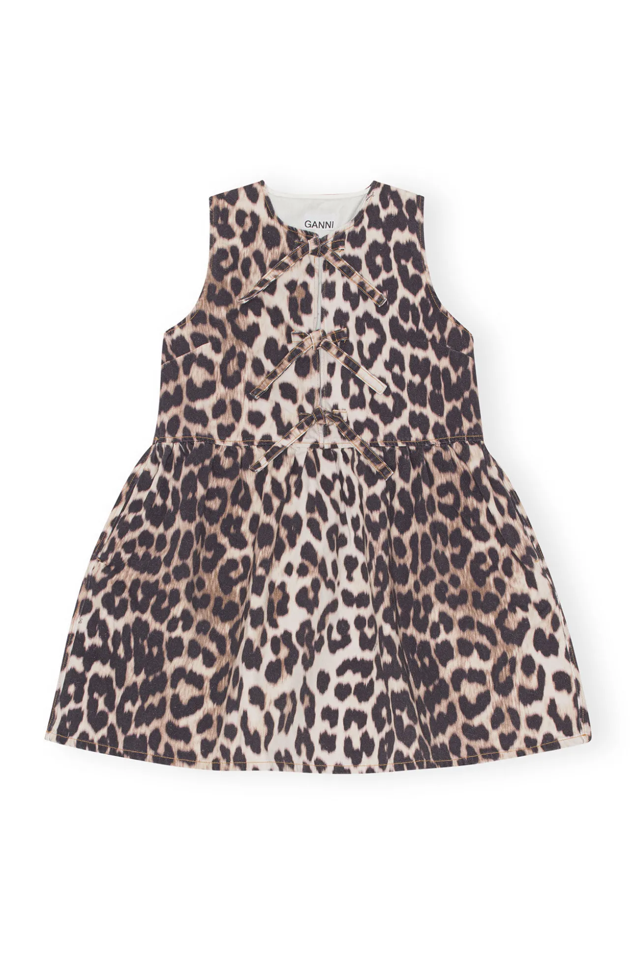 Store GANNI Leopardenminikleid Mit Band Big Leopard Almond Milk