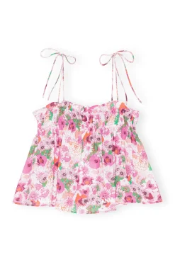 Clearance GANNI Light Cotton Tieband Strap Top Sugar Plum