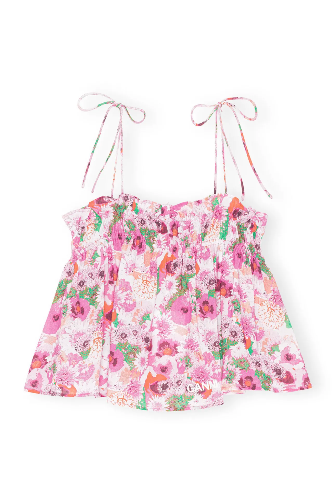 Clearance GANNI Light Cotton Tieband Strap Top Sugar Plum