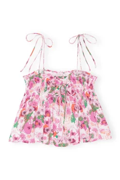Clearance GANNI Light Cotton Tieband Strap Top Sugar Plum