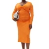 Discount GANNI Light Stretch Jersey Midi Dress Vibrant Orange