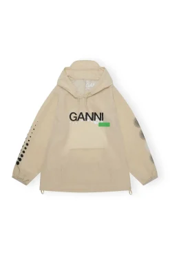 Clearance GANNI Light Tech Drawstring Hoodie Biscotti