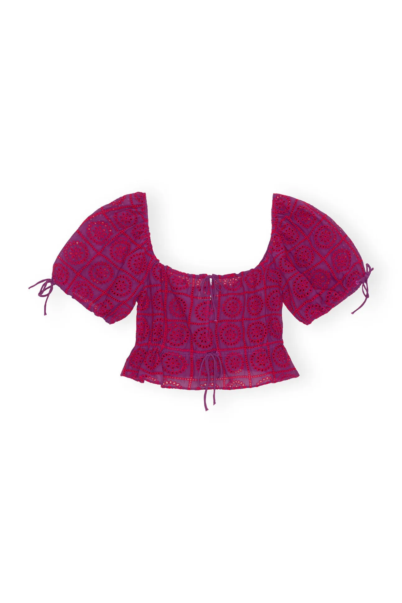 Outlet GANNI Lila Crop-Top Mit Broderie-Anglaise Sparkling Grape
