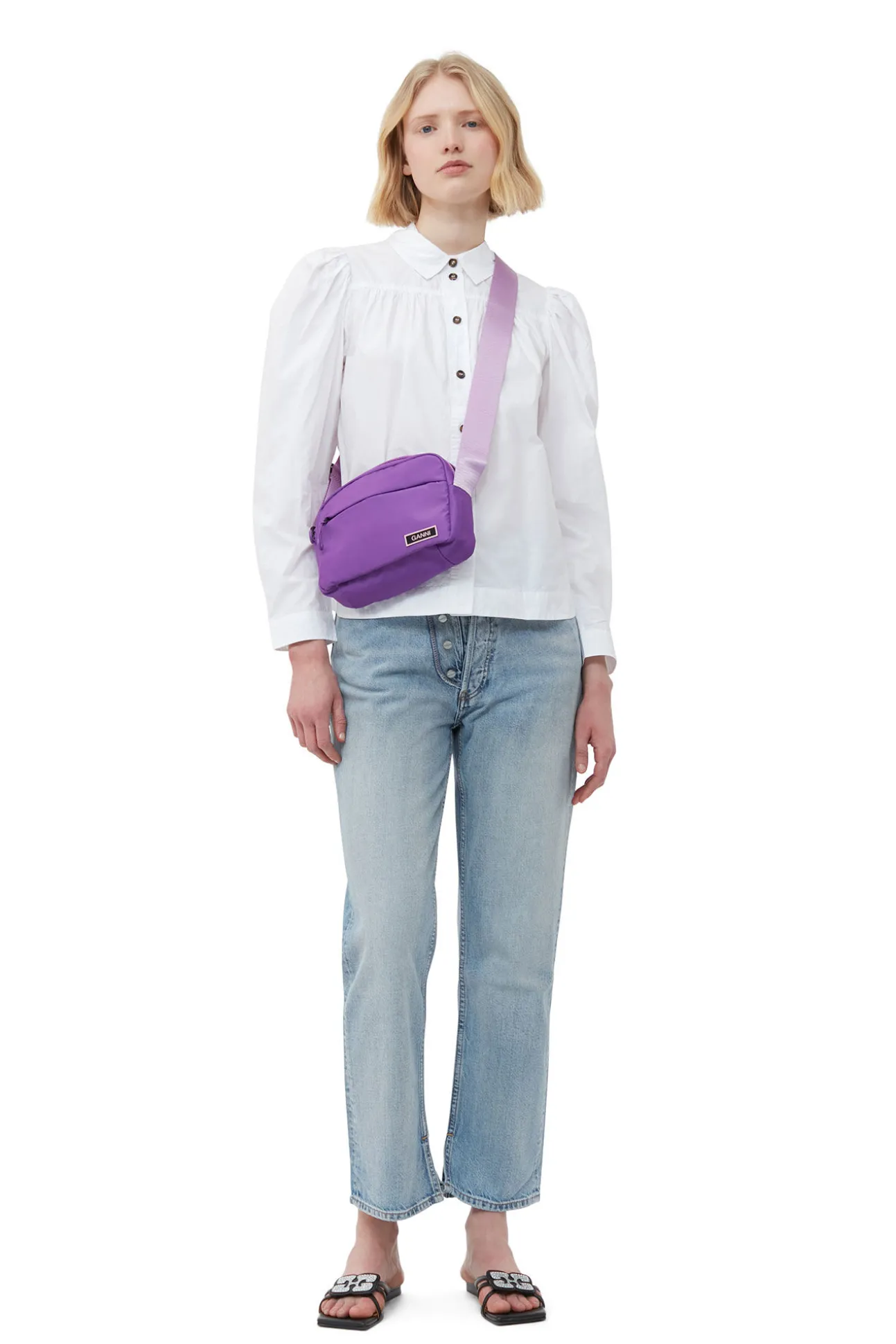 New GANNI Lila Festival-Tasche Aus Tech-Gewebe Purple Wine