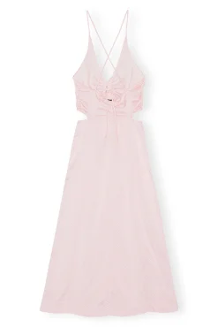 Online GANNI Lila Maxikleid Aus Satin Light Lilac
