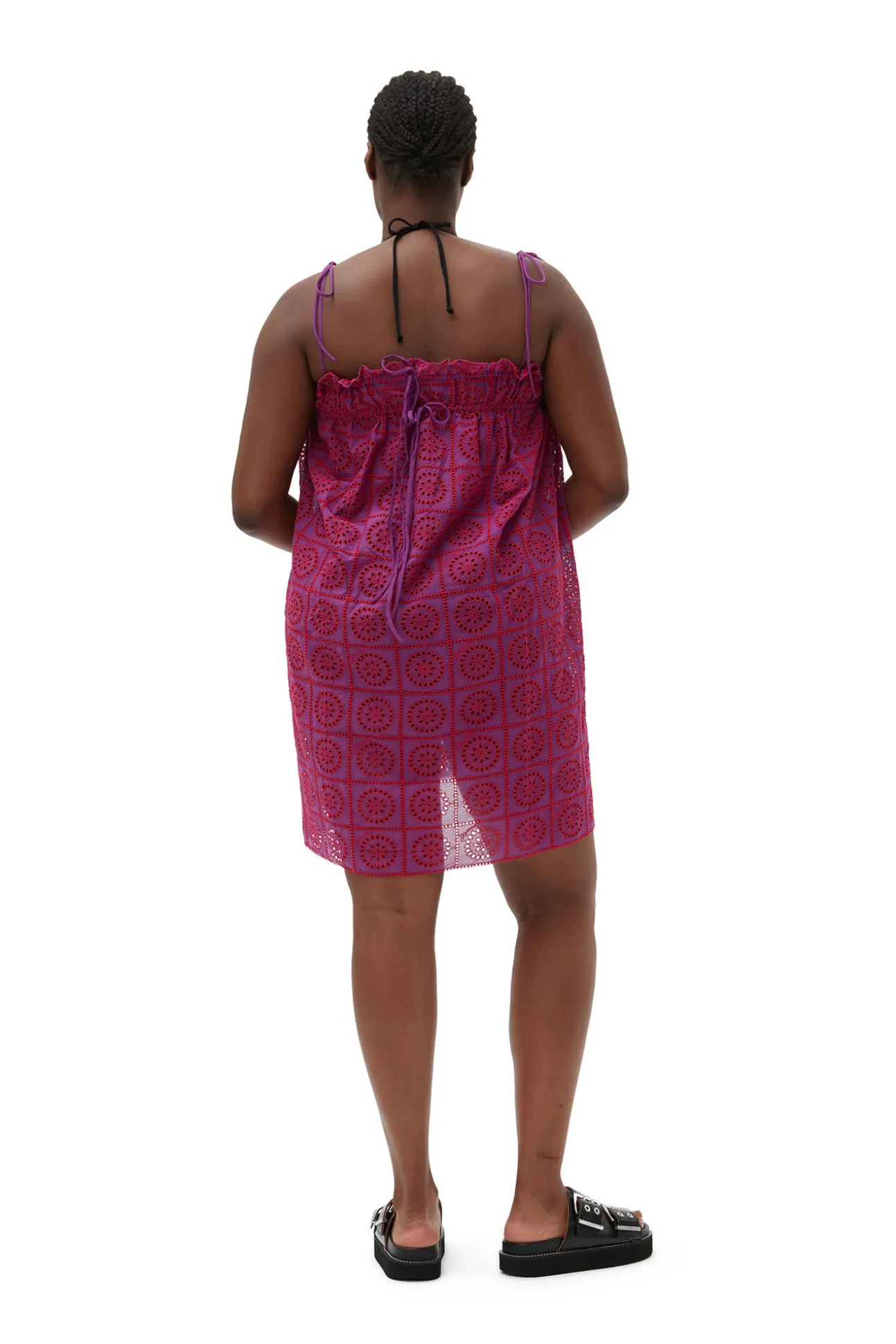 Sale GANNI Lila Tragerkleid Mit Broderie-Anglaise Sparkling Grape