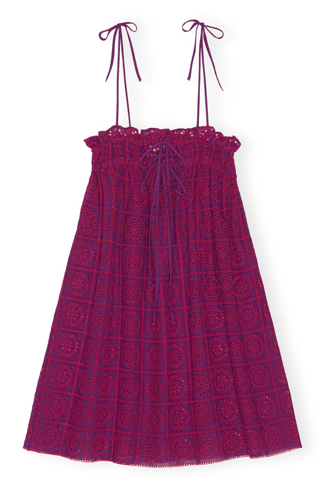 Sale GANNI Lila Tragerkleid Mit Broderie-Anglaise Sparkling Grape
