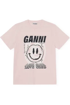 Hot GANNI „Love Club“-T-Shirt Light Lilac