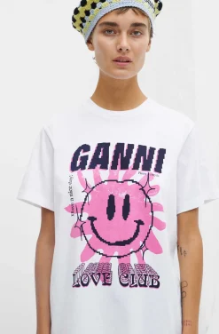Sale GANNI „Love Club“-T-Shirt Bright White