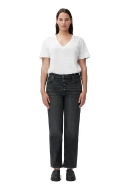 Shop GANNI Lovy Jeans Black/White Vintage