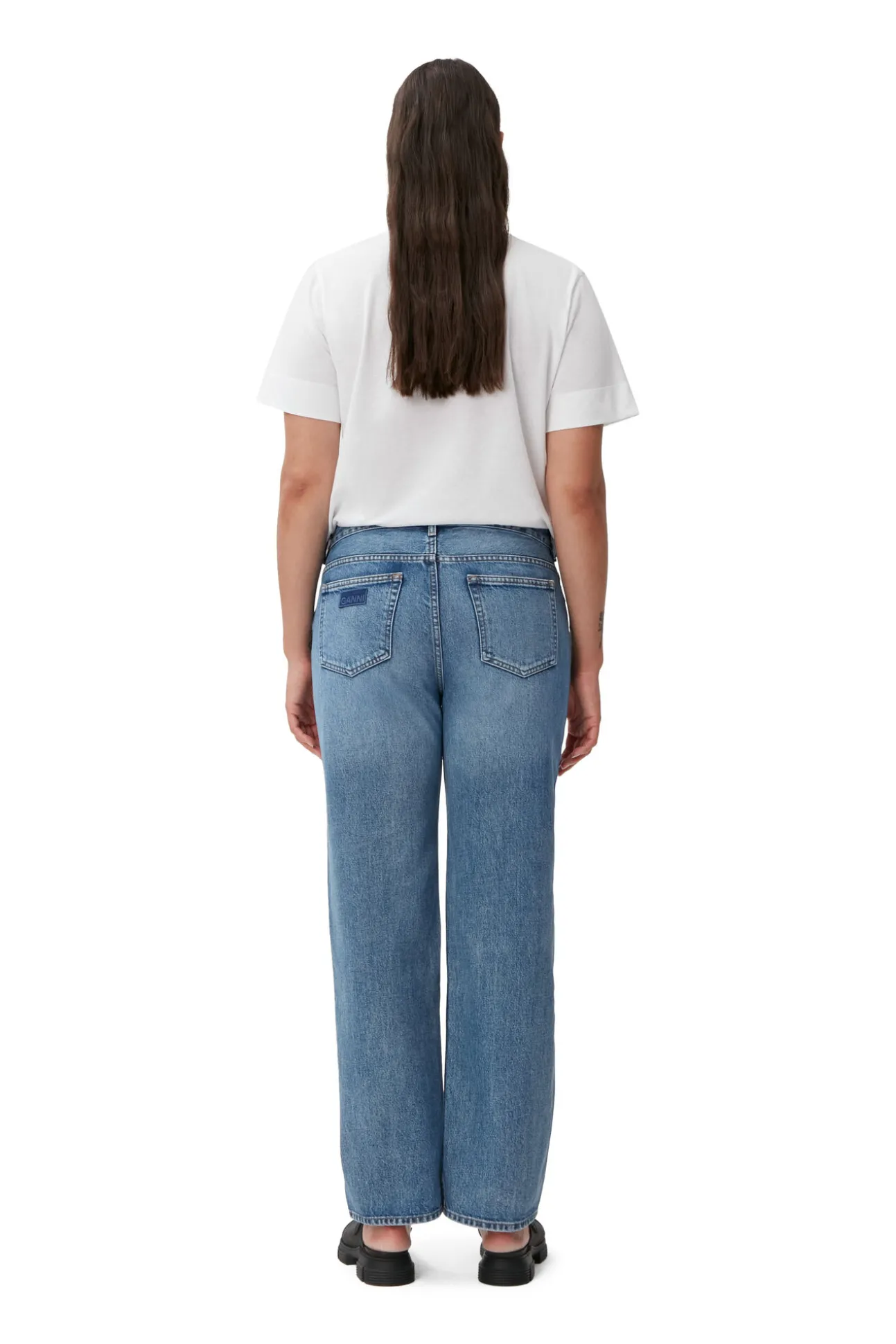 Shop GANNI Lovy Jeans Mid Blue Vintage