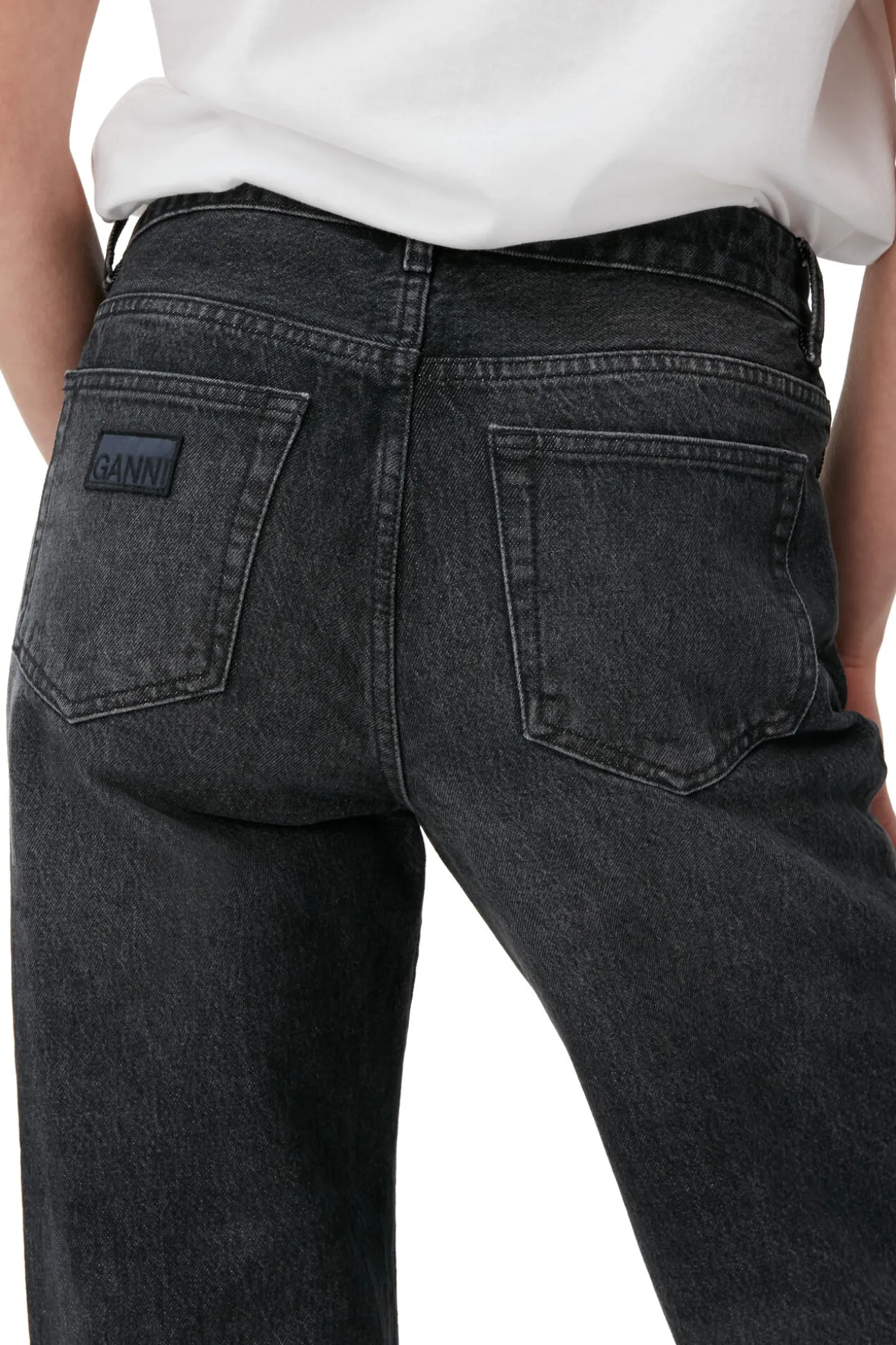Shop GANNI Lovy Jeans Black/White Vintage