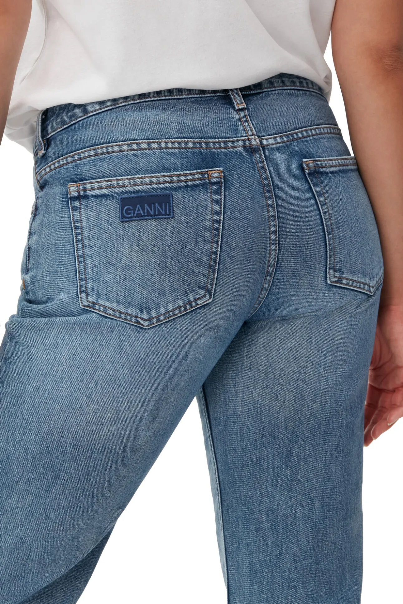 Shop GANNI Lovy Jeans Mid Blue Vintage