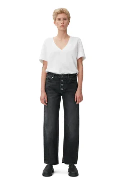 Shop GANNI Lovy Jeans Black/White Vintage