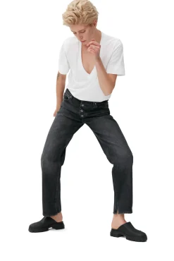 Shop GANNI Lovy Jeans Black/White Vintage