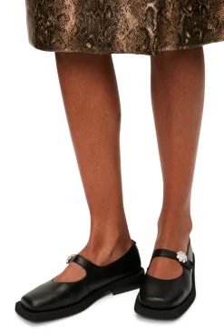 Outlet GANNI Mary-Jane-Ballerinas Black