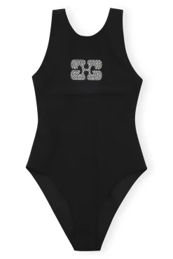 Flash Sale GANNI Matter Sporty-Badeanzug Aus Recyceltem Material Black