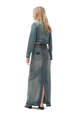 Fashion GANNI Maxi-Jeansrock Mit Gefarbten Saumen Tint Wash