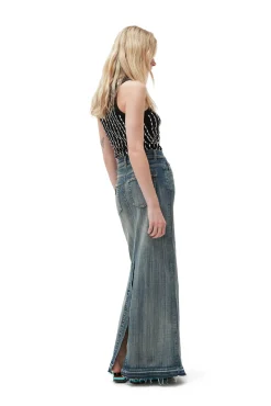 Fashion GANNI Maxi-Jeansrock Mit Gefarbten Saumen Tint Wash