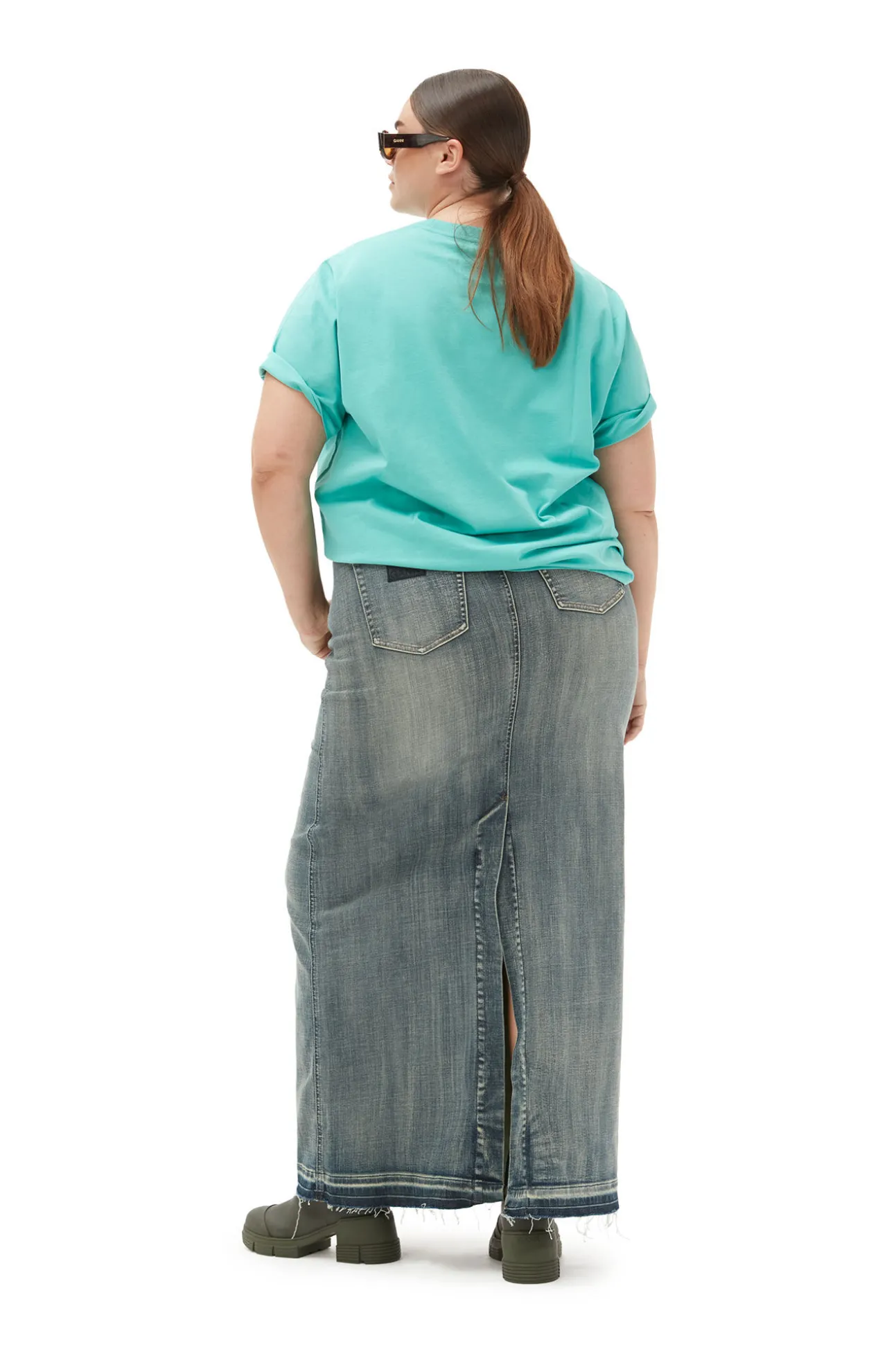 Fashion GANNI Maxi-Jeansrock Mit Gefarbten Saumen Tint Wash