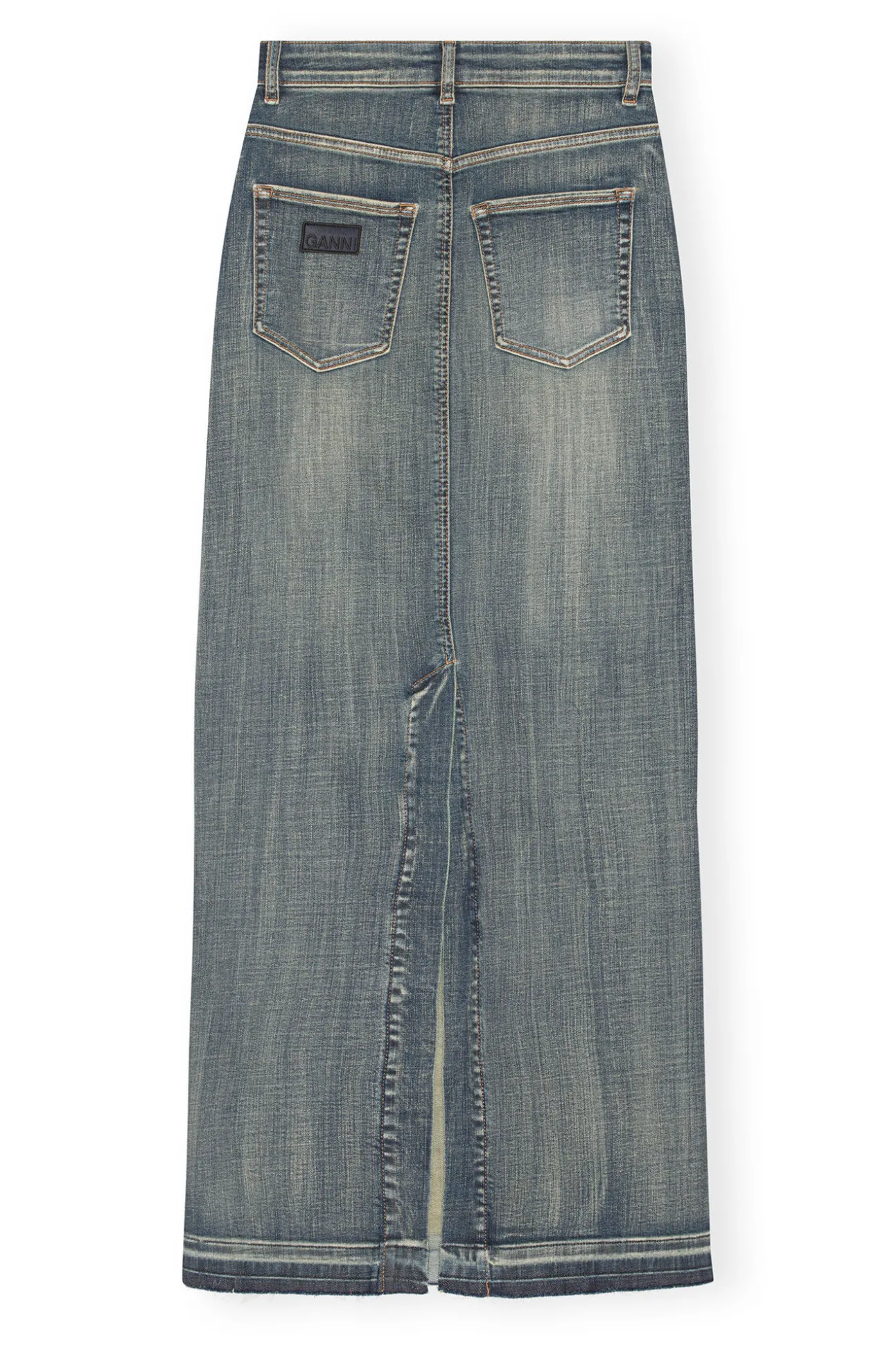 Fashion GANNI Maxi-Jeansrock Mit Gefarbten Saumen Tint Wash