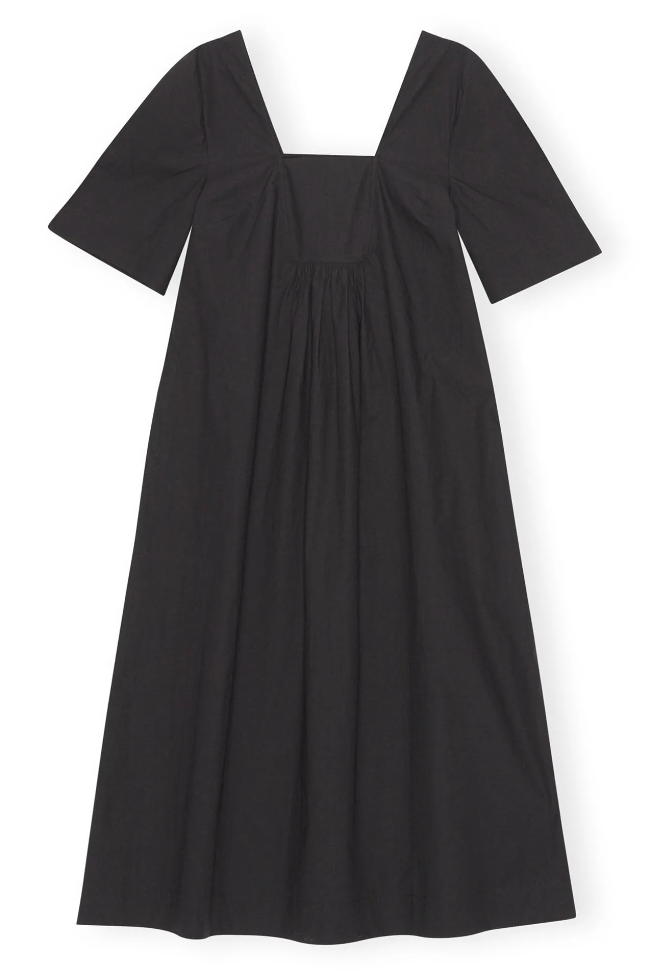 New GANNI Maxikleid Aus Cotton Poplin Mit Offenem Ausschnitt Black