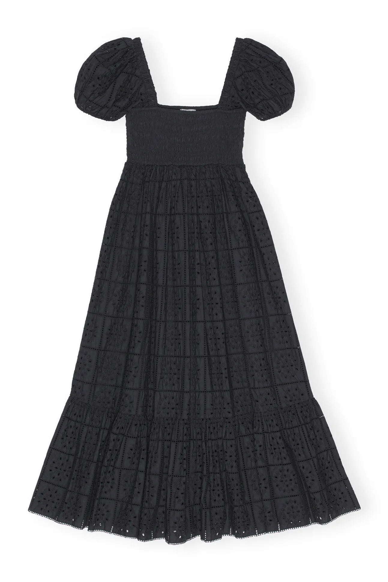 Fashion GANNI Maxikleid Aus Lochstickerei Black