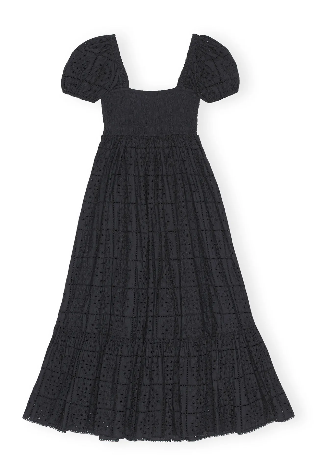 Fashion GANNI Maxikleid Aus Lochstickerei Black