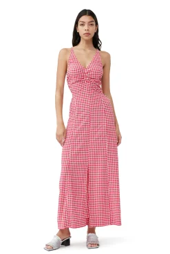 Sale GANNI Maxikleid Aus Seersucker Mit Stretch Love Potion