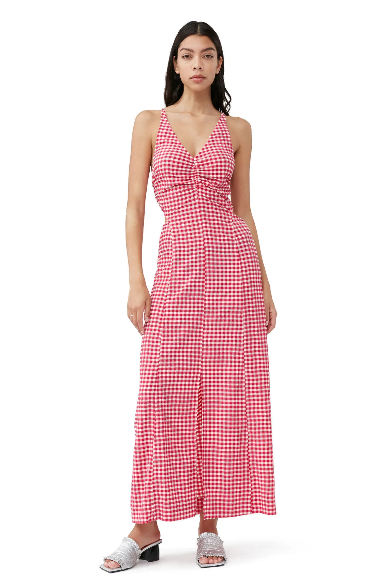 Sale GANNI Maxikleid Aus Seersucker Mit Stretch Love Potion