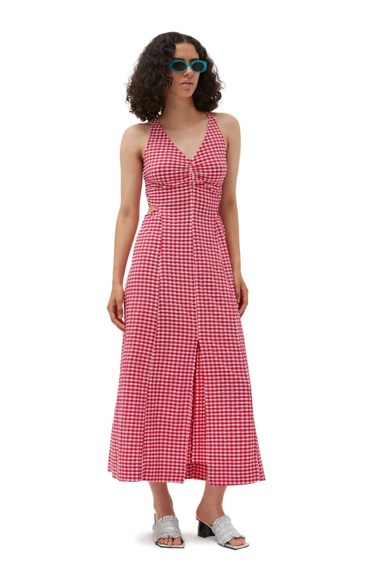 Sale GANNI Maxikleid Aus Seersucker Mit Stretch Love Potion