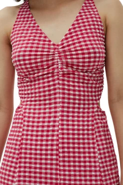 Sale GANNI Maxikleid Aus Seersucker Mit Stretch Love Potion