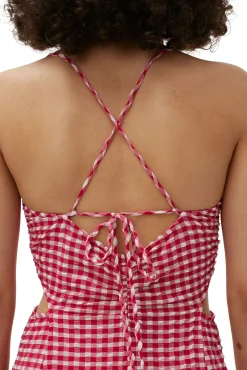 Sale GANNI Maxikleid Aus Seersucker Mit Stretch Love Potion