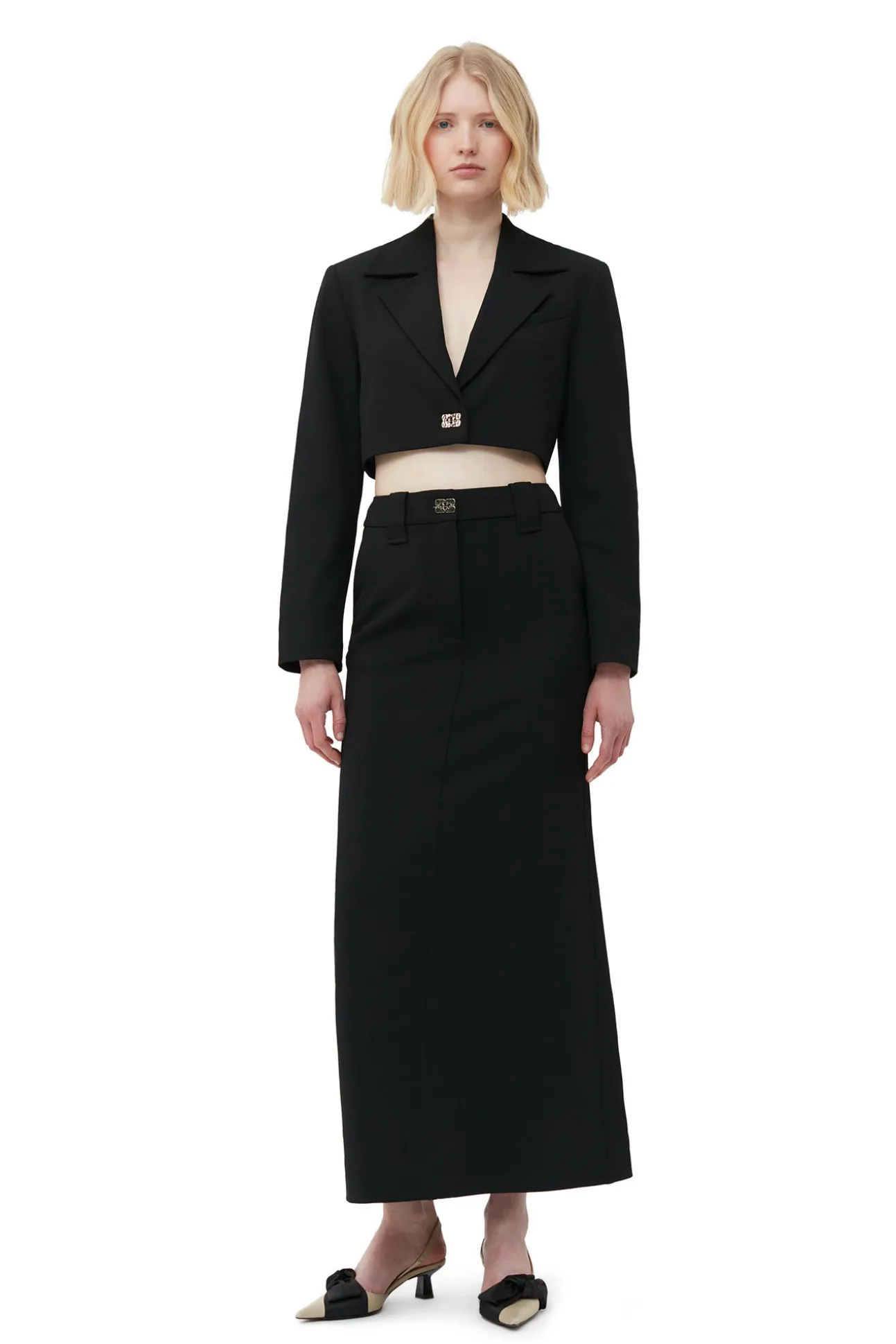 Sale GANNI Maxirock Aus Stretch-Anzugstoff Black