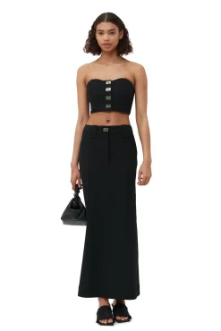 Sale GANNI Maxirock Aus Stretch-Anzugstoff Black